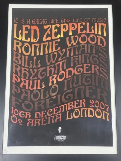 Led Zeppelin Reunion — Ahmet Ertegun Tribute Concert Poster, Limited Edition #97/1200
